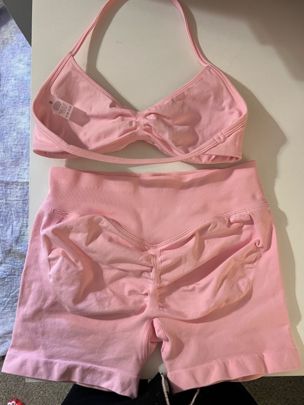 Seamless Pink Bralette & High-Waist Shorts Set - Soft Stretch